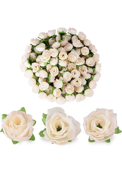 100 Adet 3 Cm'lik Yapay Bitki Gülleri Beyaz Süt (Yurt Dışından)