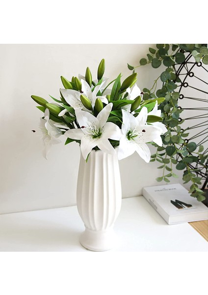 Yapay Çiçekler 5 Adet 5 Tomurcuklu Yapay Zambak Beyaz (Yurt Dışından) modelleri