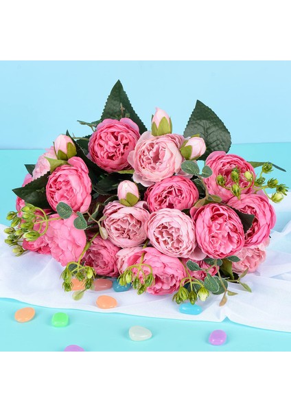 4 Rayon Şakayık Buketi, 5 Çatal, 9 Baş Kırmızı Pembe + Pembe (Yurt Dışından) fırsatları