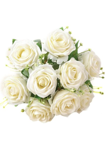 Yapay Çiçek Buketi, 9 Baş, 31 cm Beyaz (Yurt Dışından)