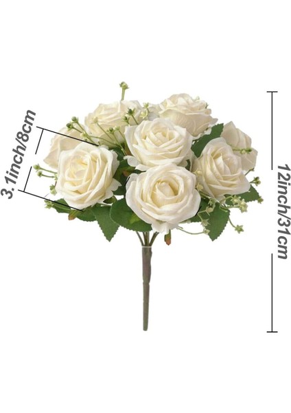 Yapay Çiçek Buketi, 9 Baş, 31 cm Beyaz (Yurt Dışından) fiyatları