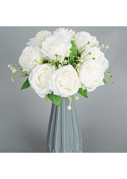 Yapay Çiçek Buketi, 9 Baş, 31 cm Beyaz (Yurt Dışından) fırsatları
