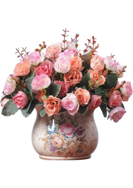 Iç Mekan Dekoratif Yapay Çiçek Buketi 2'li Set Pembe (Yurt Dışından)