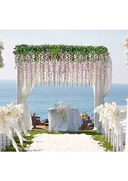 12 Adet / Toplu 3.6 Ft / Adet Yapay Salkım Asma Ipek Çiçekler (Yurt Dışından) fırsatları