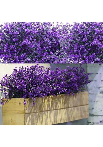 12 Set Yapay Çalı Bitki Çiçeği Mor (Yurt Dışından)