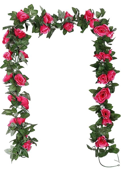 2'li Yapay Asma Çiçek Gül Çelenk Seti 2*2.3 M 16, Pembe (Yurt Dışından)