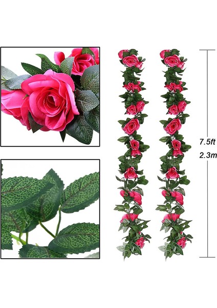 2'li Yapay Asma Çiçek Gül Çelenk Seti 2*2.3 M 16, Pembe (Yurt Dışından) modelleri