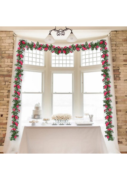 2'li Yapay Asma Çiçek Gül Çelenk Seti 2*2.3 M 16, Pembe (Yurt Dışından) fırsatları