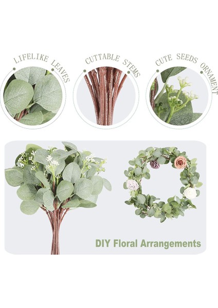 24 Adet Yapay Bitki Simülasyonu Yeşil Okaliptüs Yaprakları (Yurt Dışından) modelleri