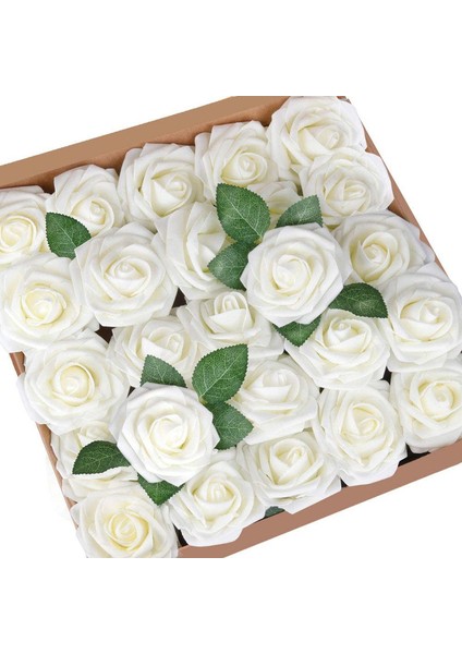 50 Adet Yapay Gül Çiçeği Beyaz (Yurt Dışından)