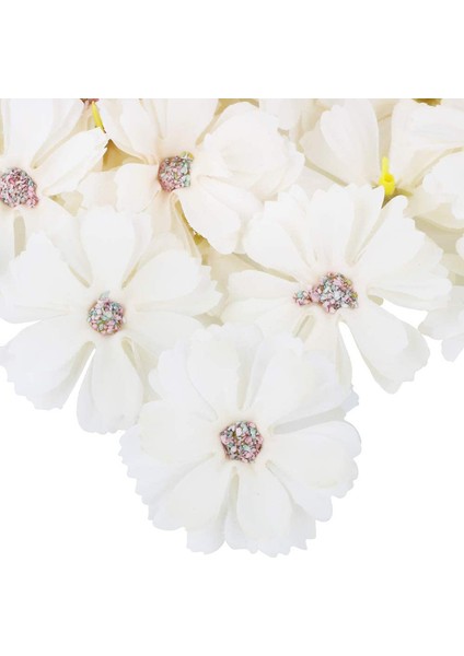 50 Adet Mini Yapay Çiçek Başı Yapay Papatya Çiçeği Beyaz (Yurt Dışından)