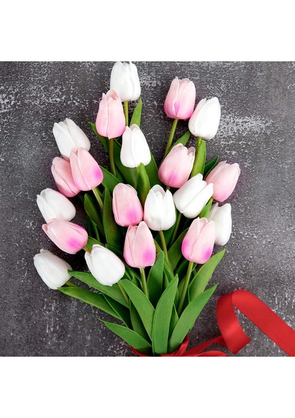20'li Lateks Yapay Çiçek Seti Beyaz ve Pembe (Yurt Dışından)