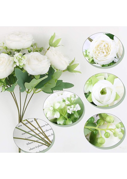 15 Adet Yapay Çiçek Ipek Şakayık Buketi, Beyaz (Yurt Dışından) modelleri