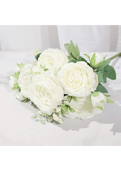 15 Adet Yapay Çiçek Ipek Şakayık Buketi, Beyaz (Yurt Dışından) indirimleri