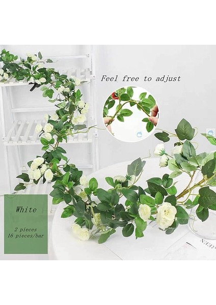 2'li Simüle Gül Çelengi Asma Yaprağı Seti Beyaz Süt, 220 cm (Yurt Dışından) fiyatları