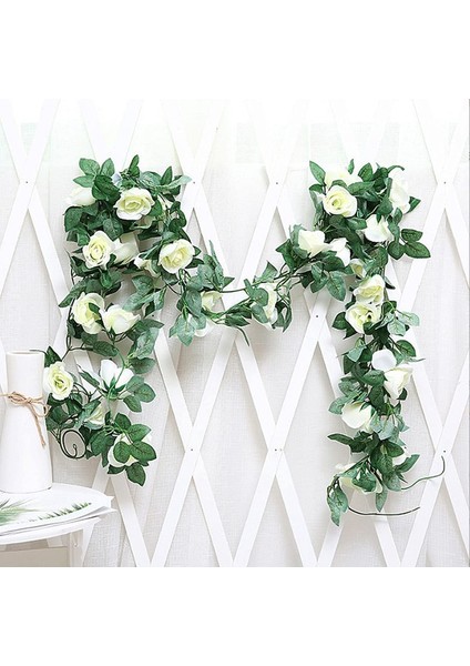 2'li Simüle Gül Çelengi Asma Yaprağı Seti Beyaz Süt, 220 cm (Yurt Dışından) modelleri