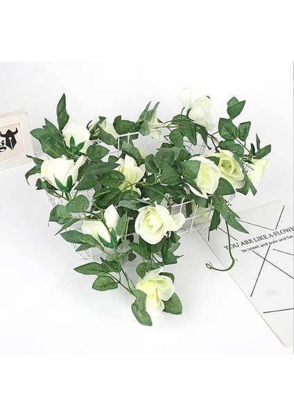 2'li Simüle Gül Çelengi Asma Yaprağı Seti Beyaz Süt, 220 cm (Yurt Dışından) fırsatları
