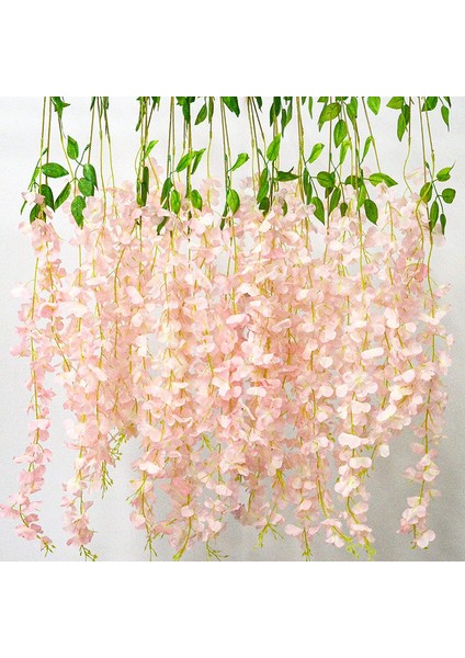 12 Adet Yapay Çiçek Wisteria Ipek Asma Asılı Çelenk Pembe (Yurt Dışından)