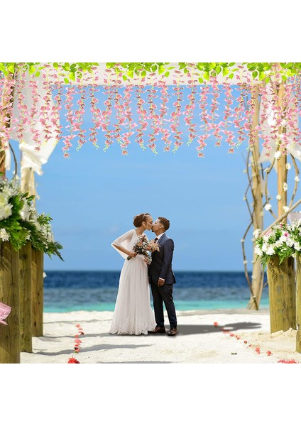 12 Adet Yapay Çiçek Wisteria Ipek Asma Asılı Çelenk Pembe (Yurt Dışından) fiyatları