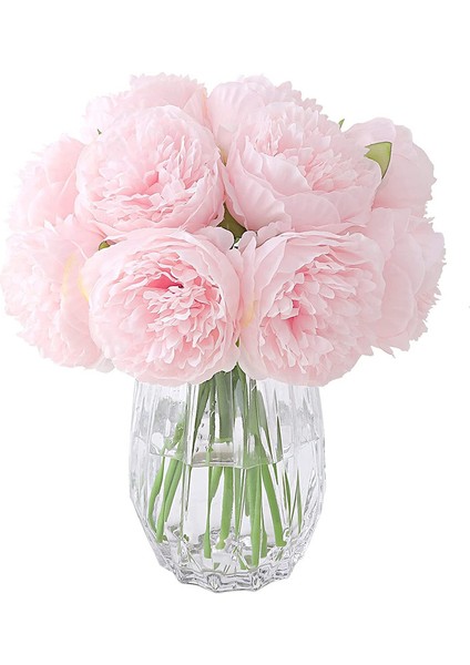 2 Demet 10 Baş Ipek Şakayık Sahte Çiçek Açık Pembe (Yurt Dışından)