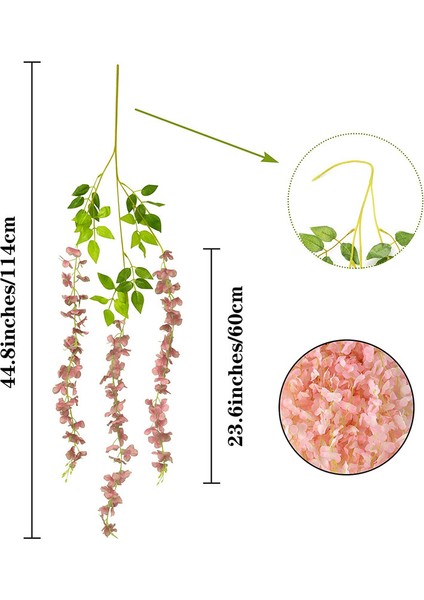 12 Adet Yapay Çiçek Wisteria Ipek Asma Asılı Çelenk Pembe (Yurt Dışından) fırsatları