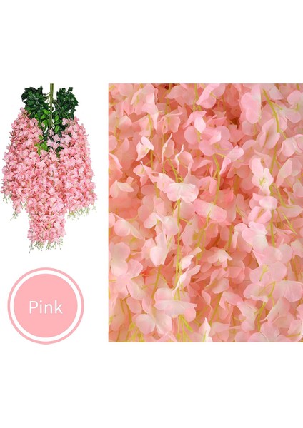 12 Adet Yapay Çiçek Wisteria Ipek Asma Asılı Çelenk Pembe (Yurt Dışından) indirimleri