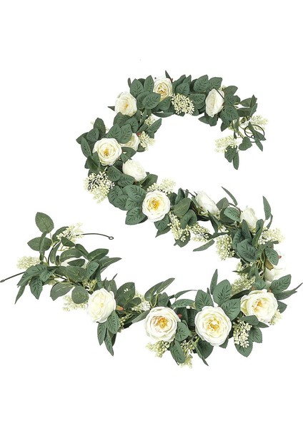 2'li Yapay Çay Gülü Çelenk Seti Beyaz (Yurt Dışından) fiyatları