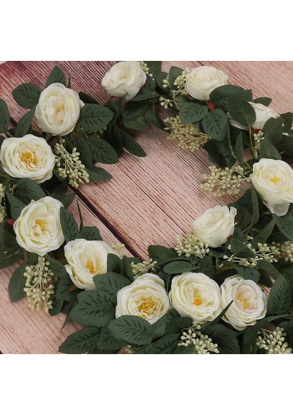 2'li Yapay Çay Gülü Çelenk Seti Beyaz (Yurt Dışından) modelleri