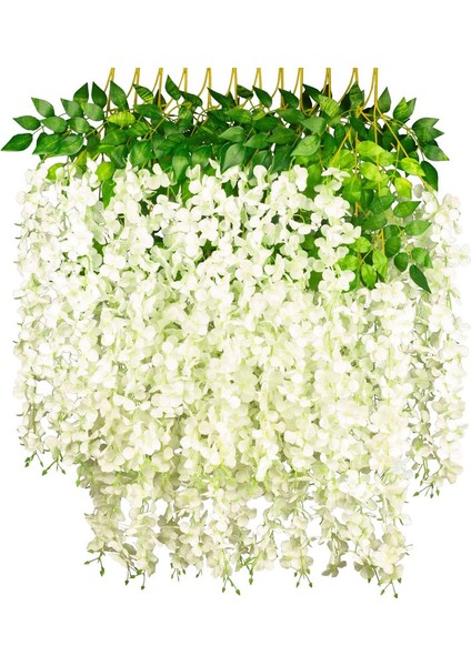 12 Adet Yapay Morsalkım Asma Çekicilik Çelenk Beyaz (Yurt Dışından)