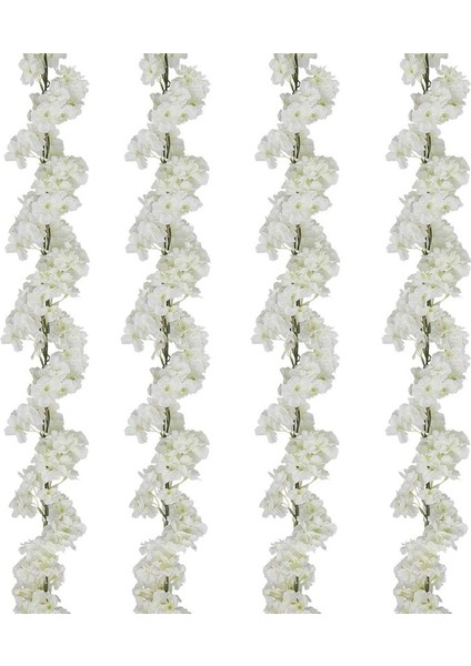 3 Adet Her Fitil 1.8m Yapay Ipek Kiraz Çiçeği Asma Garland Beyaz Süt (Yurt Dışından)