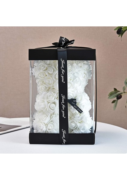 Rose Ayıcık Hediyesi Şeffaf Bir Hediye Kutusu ile Birlikte Gelir Beyaz, 25CM (Yurt Dışından) modelleri