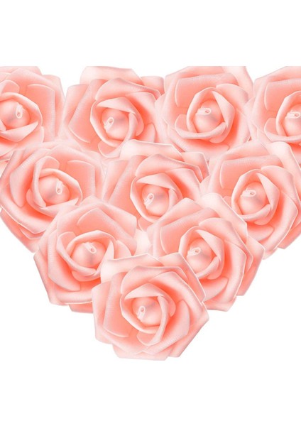 50 Adet Yapay Gül Başlık 7cm Pembe Şampanya (Yurt Dışından)