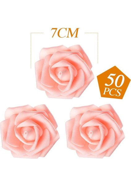 50 Adet Yapay Gül Başlık 7cm Pembe Şampanya (Yurt Dışından) fiyatları