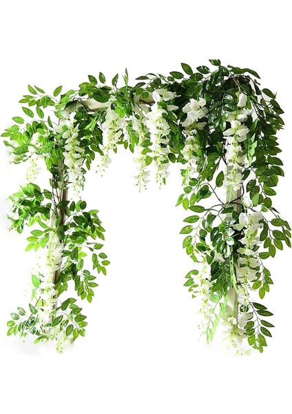 Yapay Çiçek Simüle Eden Asma Asma Çelenk, 1,8m Beyaz (Yurt Dışından)