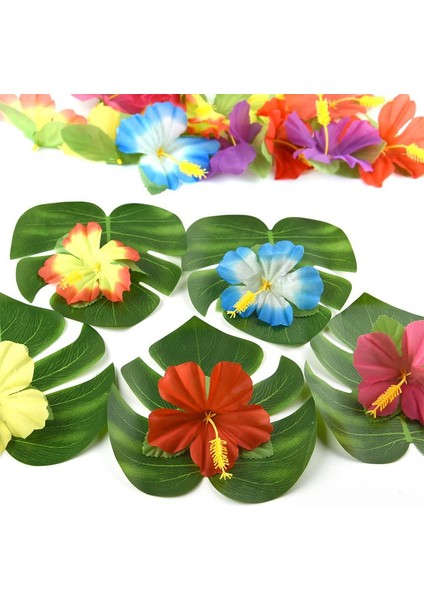 60 Adet Tropikal Palmiye Yaprağı ve Hibiskus Çiçeği (Yurt Dışından) modelleri