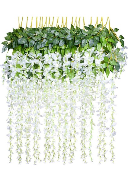 12 Adet / Toplu Yapay Morsalkım Ipek Çiçekler 110CM Beyaz (Yurt Dışından)