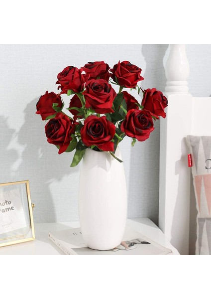 10 Adet Buket Süslemesi Için Yapay Gül Koyu Kırmızı Kabarık Güller (Yurt Dışından) indirimleri