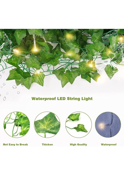 10M 100LED Garland Işıklı 12 Adet Yapay Sarmaşık Bitkisi, 84FT (Yurt Dışından) modelleri