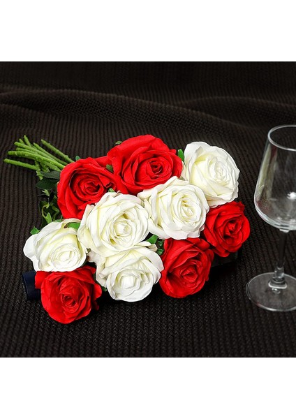 Lot Of 12 Yapay Ipek Gül Beyaz, Kırmızı (Yurt Dışından) fiyatları