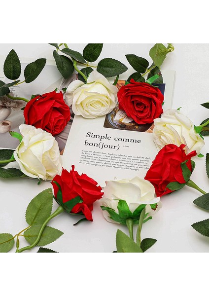 Lot Of 12 Yapay Ipek Gül Beyaz, Kırmızı (Yurt Dışından) fırsatları