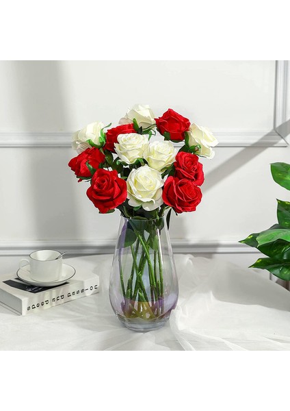 Lot Of 12 Yapay Ipek Gül Beyaz, Kırmızı (Yurt Dışından) indirimleri