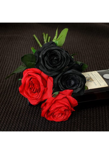 12 Adet Yapay Simülasyon Gül Buketi Siyah, Kırmızı (Yurt Dışından) modelleri
