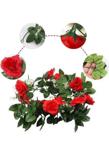 2'li Set, 10 Başlı Yapay Kırmızı Gül Çelengi Kırmızı (Yurt Dışından) modelleri