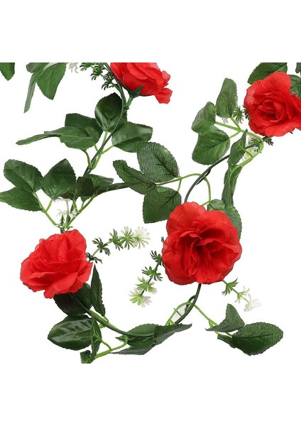 2'li Set, 10 Başlı Yapay Kırmızı Gül Çelengi Kırmızı (Yurt Dışından) fırsatları