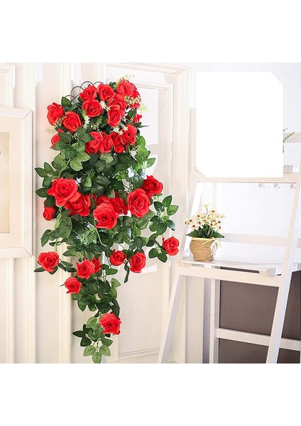 2'li Set, 10 Başlı Yapay Kırmızı Gül Çelengi Kırmızı (Yurt Dışından) indirimleri