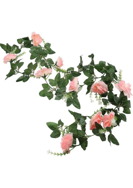 2'li Set, 10 Başlı Yapay Kırmızı Gül Çelengi Pembe (Yurt Dışından)