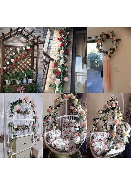 2'li Set, 10 Başlı Yapay Kırmızı Gül Çelengi Pembe (Yurt Dışından) fırsatları