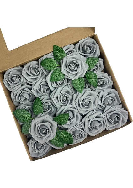 25 Adet Yapay Gül Köpüğü Gri (Yurt Dışından)