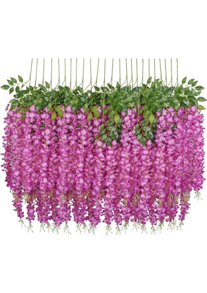 24 Adet Yapay Ipek Çiçek Morsalkım Asma Dekorasyon Fuşya (Yurt Dışından)