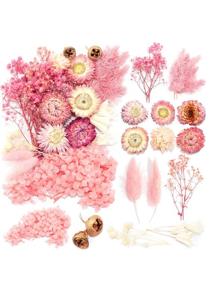 Doğal Kurutulmuş Çiçek Seti Pembe ve Beyaz (Yurt Dışından)